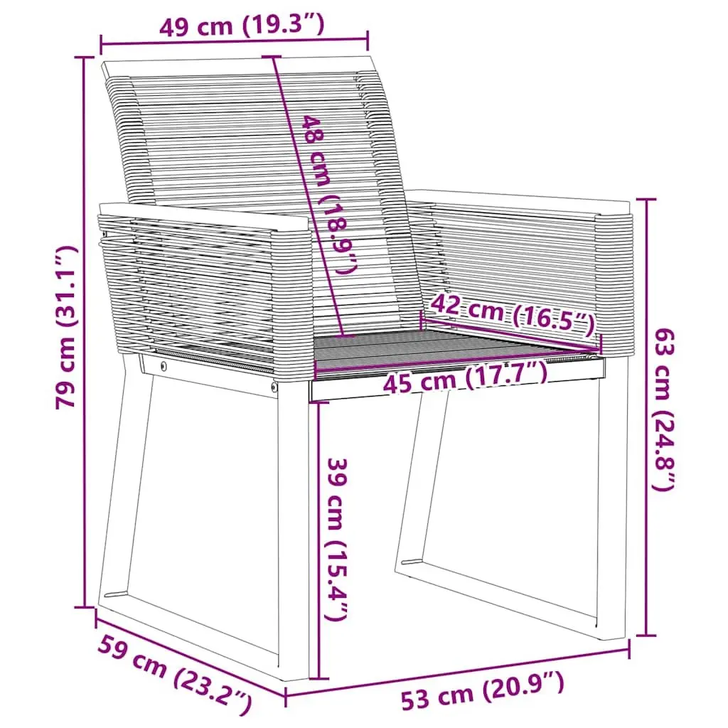 Garden Chairs Black Set of 4 PE Rattan Outdoor Seating Powder-Coated Steel Frame