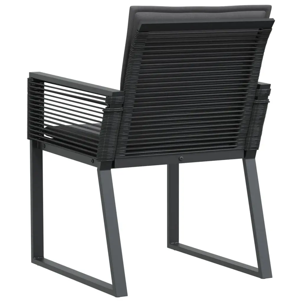 Outdoor Garden Chairs Black Cushioned Set of 2 PE Rattan Patio Seating