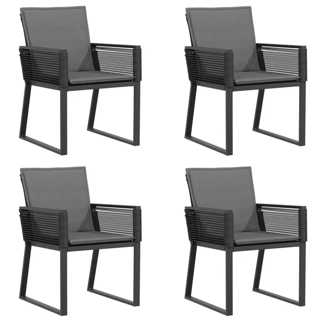 Outdoor Garden Chairs Black 4 Piece Cushioned Poly Rattan Seating Furniture