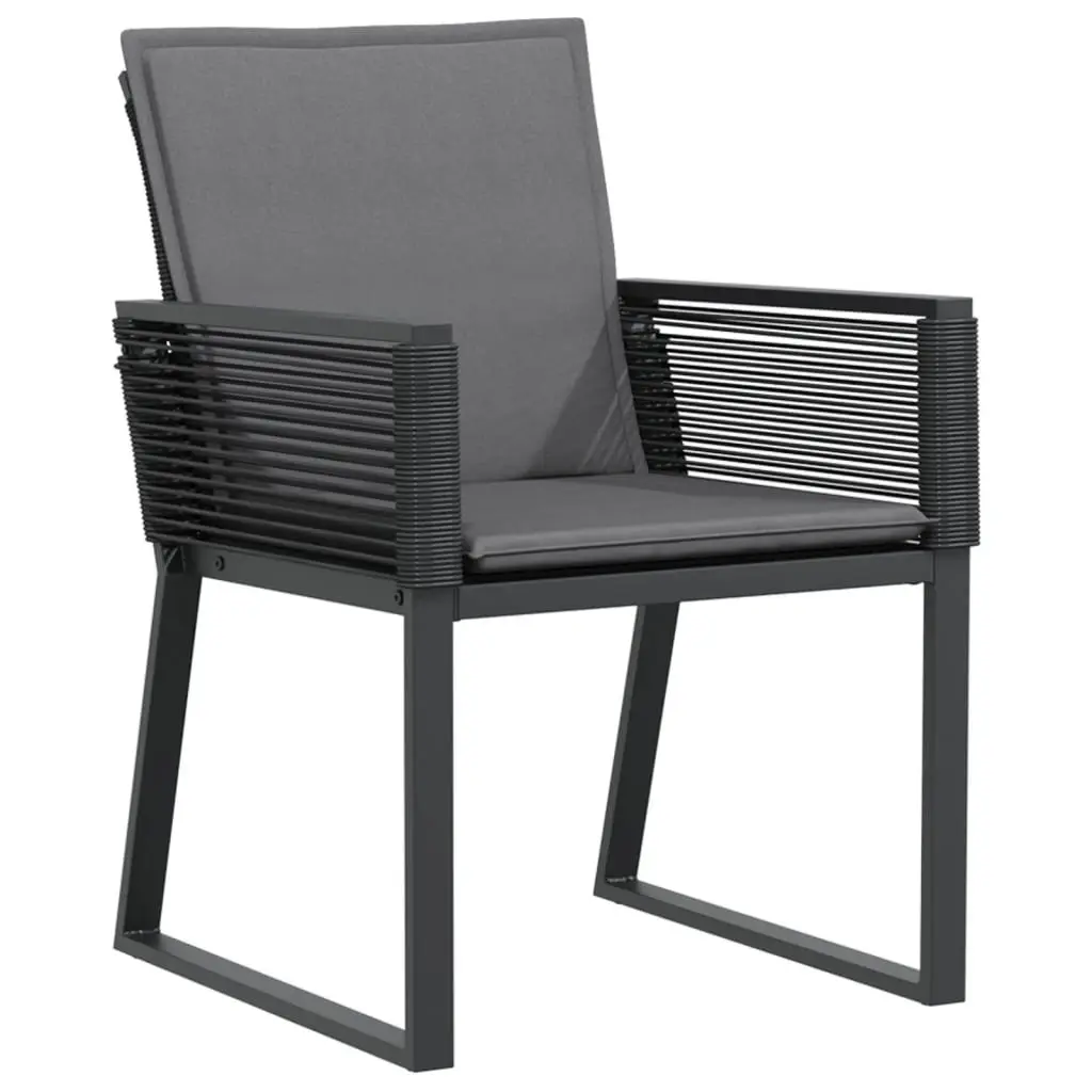 Outdoor Garden Chairs Black 4 Piece Cushioned Poly Rattan Seating Furniture