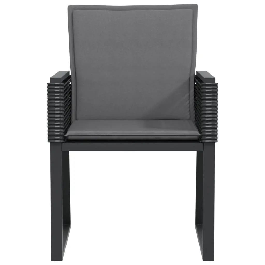 Outdoor Garden Chairs Black 4 Piece Cushioned Poly Rattan Seating Furniture
