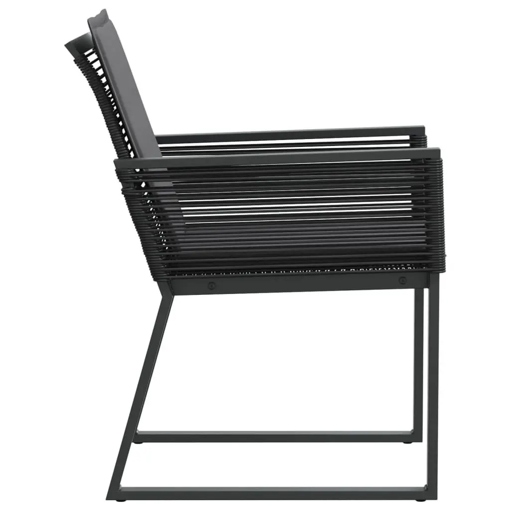 Outdoor Garden Chairs Black 4 Piece Cushioned Poly Rattan Seating Furniture