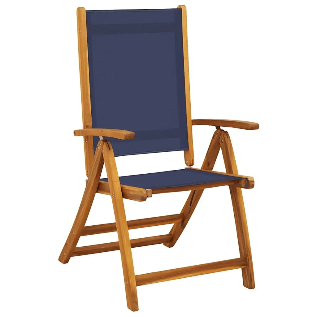 Folding Garden Chairs Brown 2 pcs Acacia Wood Textilene Adjustable Backrest