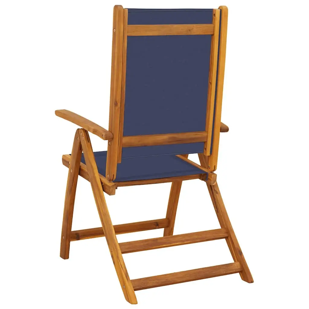 Folding Garden Chairs Brown 2 pcs Acacia Wood Textilene Adjustable Backrest