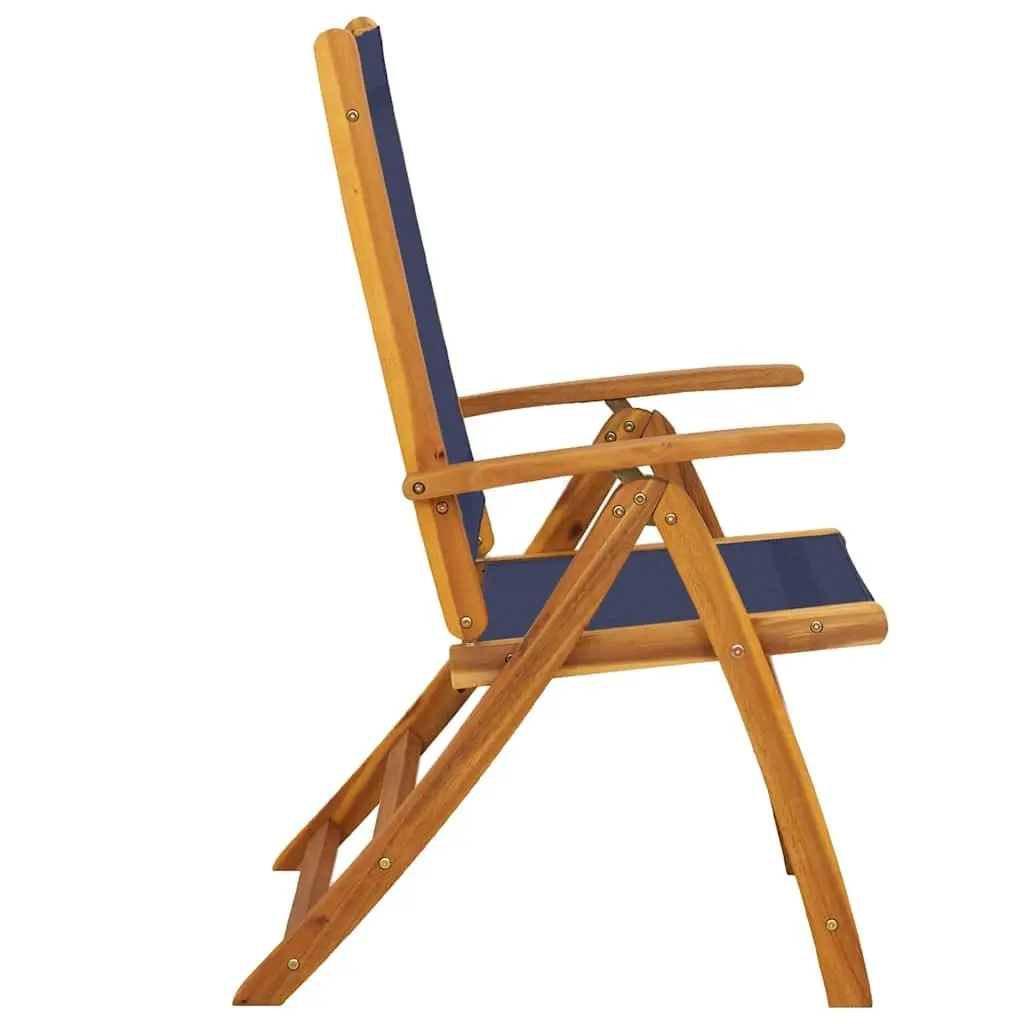 Folding Garden Chairs Brown 2 pcs Acacia Wood Textilene Adjustable Backrest