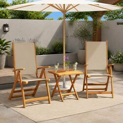 Folding Garden Chairs 2 pcs Acacia Wood Frame & Textilene