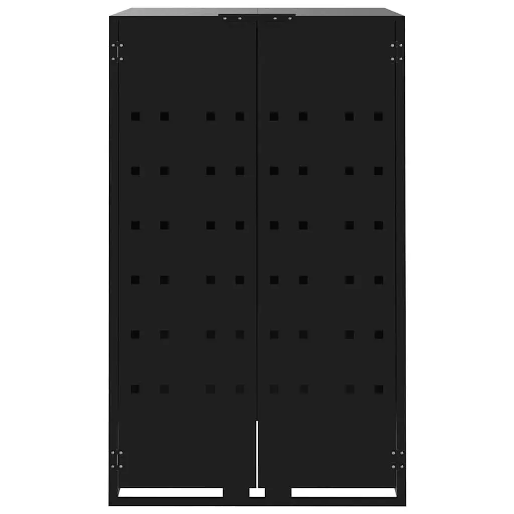 Wheelie Bin Storage Black Steel Single Garbage Can Enclosure with Gas-Spring Lid and Ventilation Panels