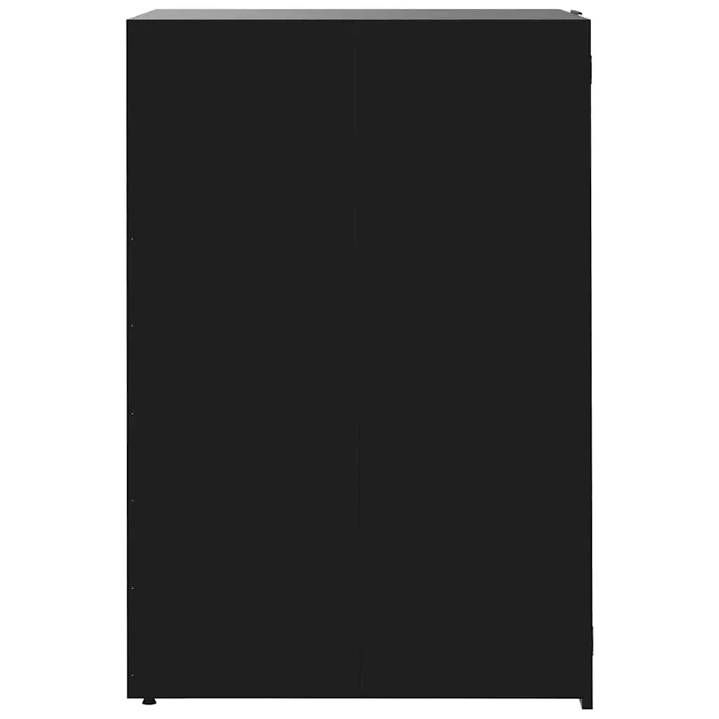 Wheelie Bin Storage Black Steel Single Garbage Can Enclosure with Gas-Spring Lid and Ventilation Panels