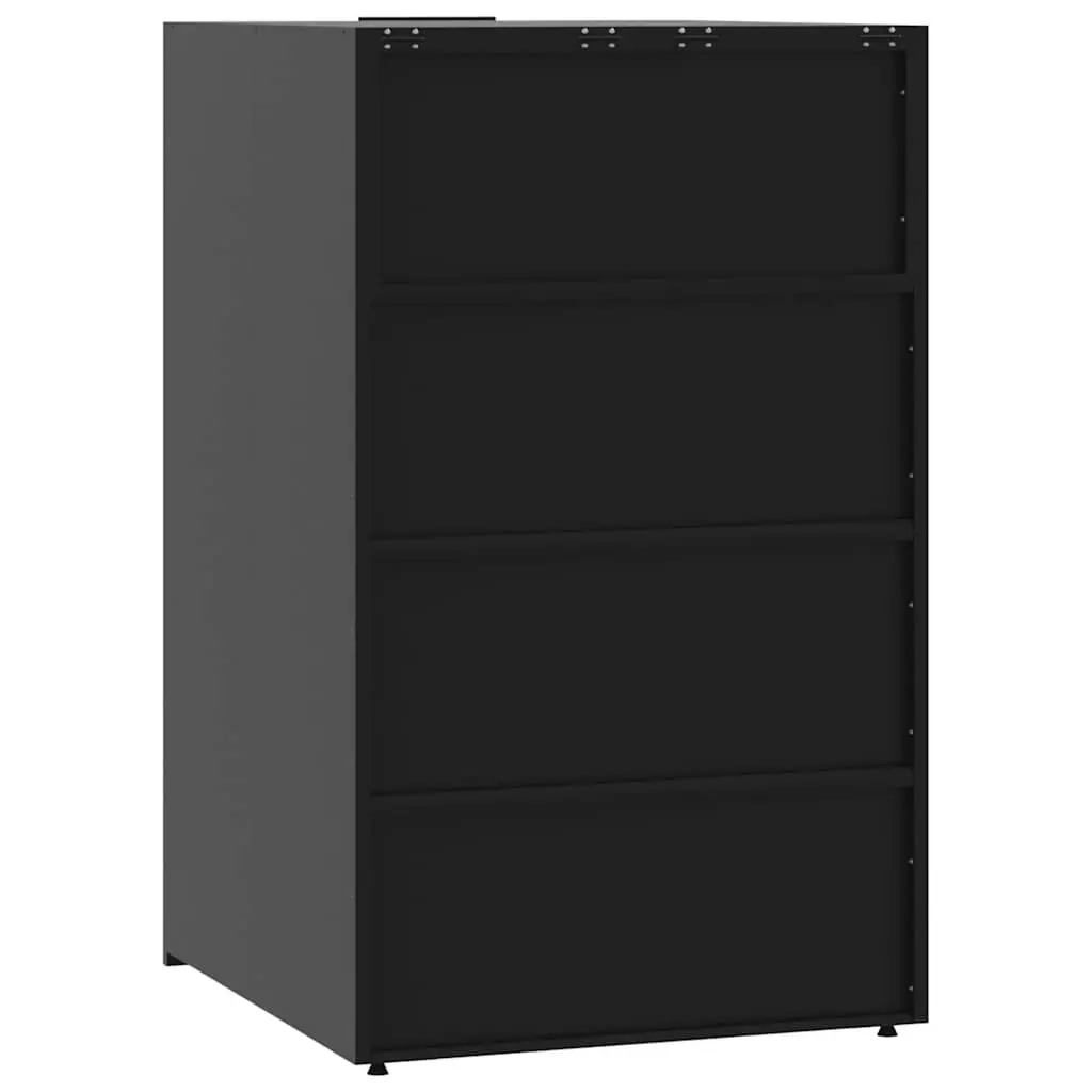 Wheelie Bin Storage Black Steel Single Garbage Can Enclosure with Gas-Spring Lid and Ventilation Panels