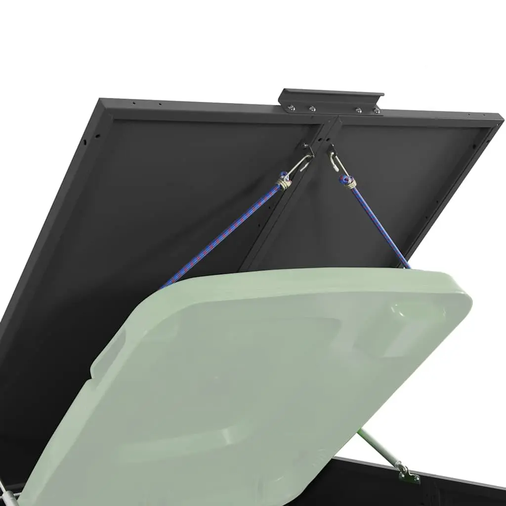 Wheelie Bin Storage Black Steel Single Garbage Can Enclosure with Gas-Spring Lid and Ventilation Panels