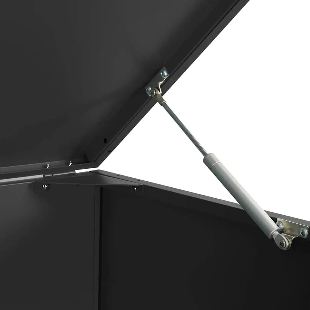 Wheelie Bin Storage Black Steel Single Garbage Can Enclosure with Gas-Spring Lid and Ventilation Panels
