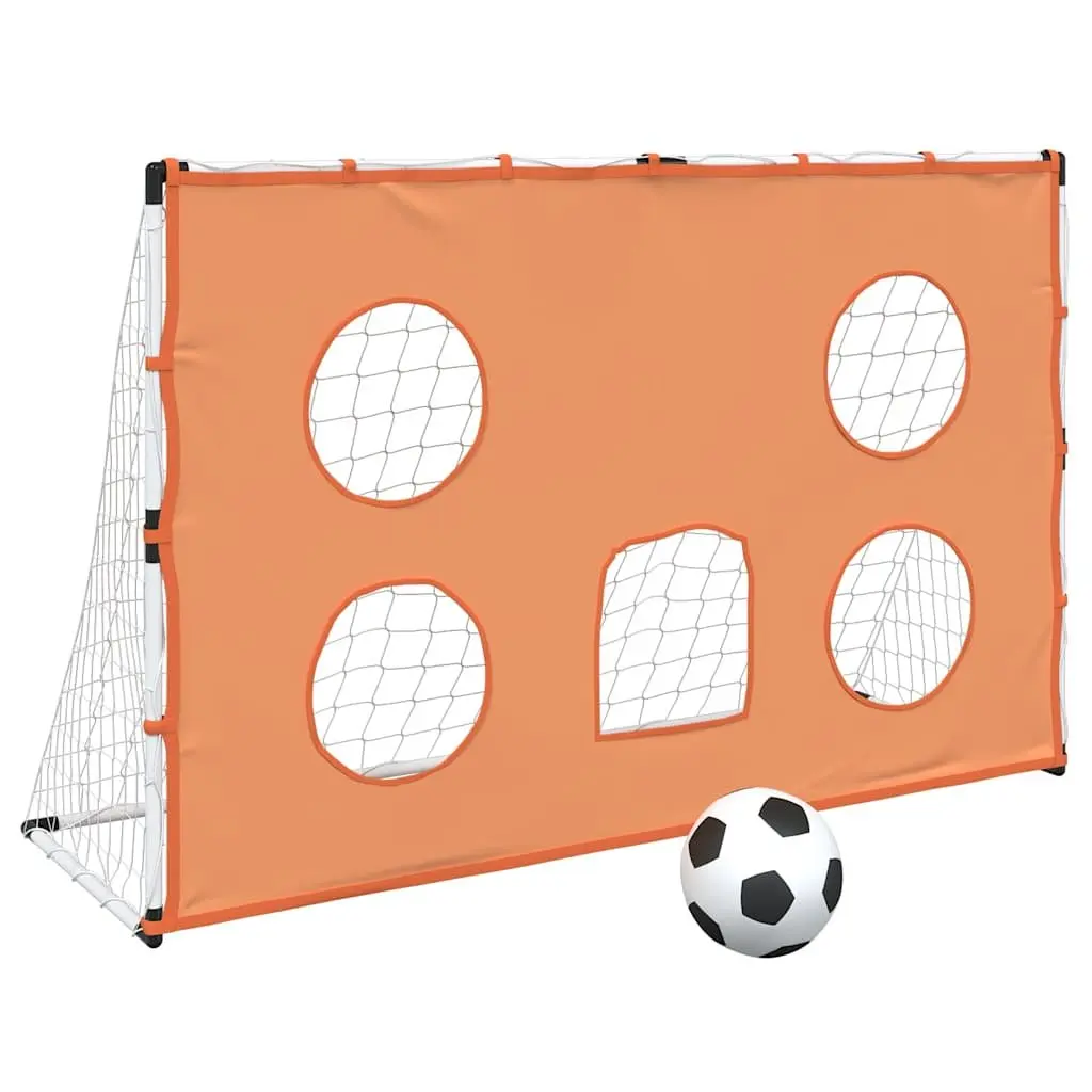 Kids Football Goal White 182x62x118cm Target Mat and Ball Indoor Outdoor