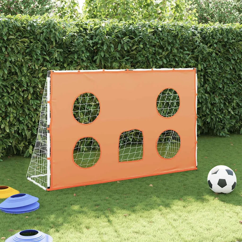 Kids Football Goal White 182x62x118cm Target Mat and Ball Indoor Outdoor