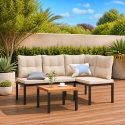 Outdoor Garden Benches 2 pcs with Cushions Black Steel Patio Seating Furniture