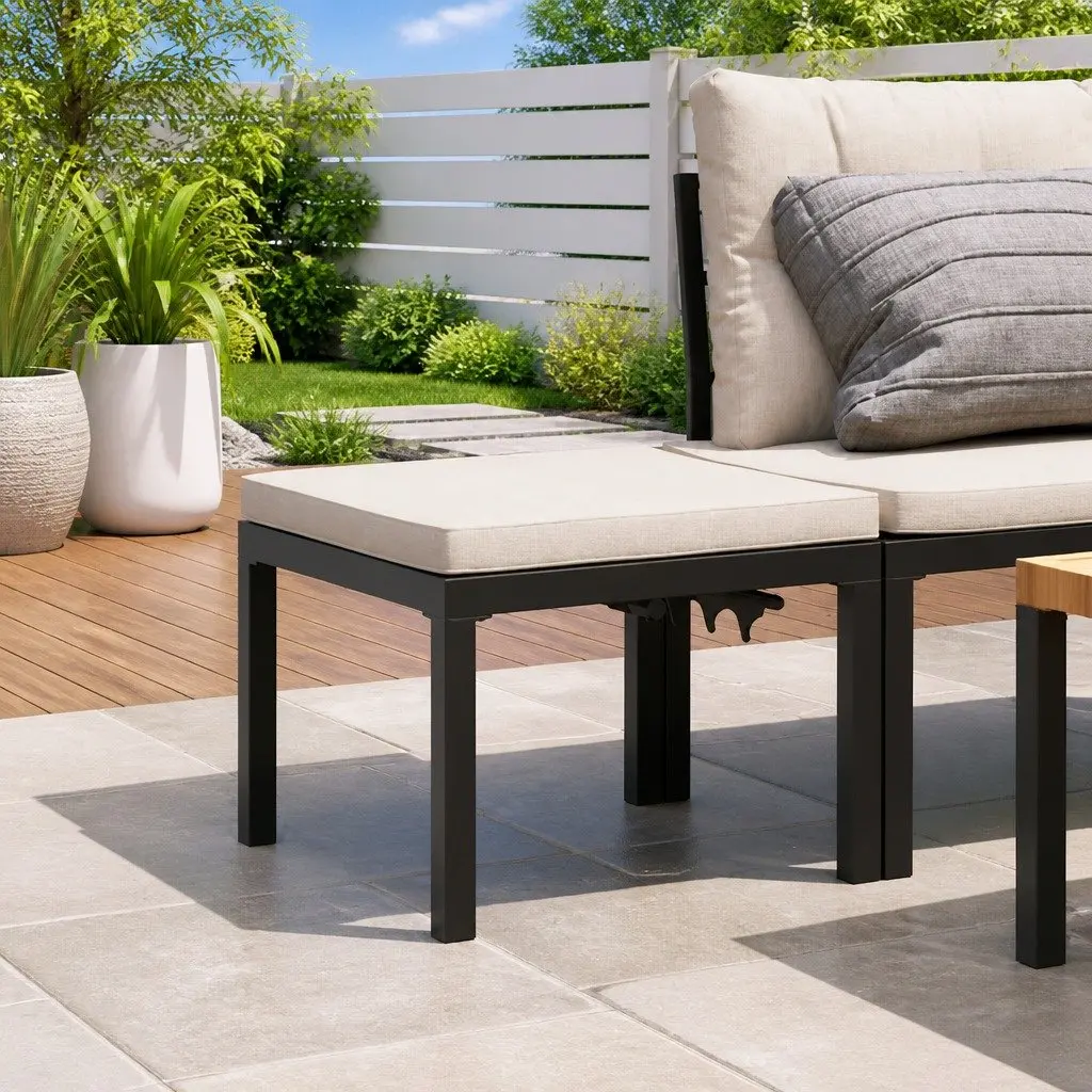 Garden Stool Black Adjustable Padded Cushion Outdoor Foot Rest