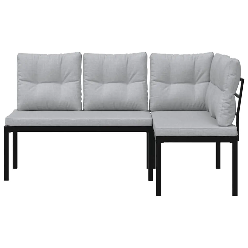Outdoor Garden Benches Black 2 Piece Cushioned Seating Steel Frame