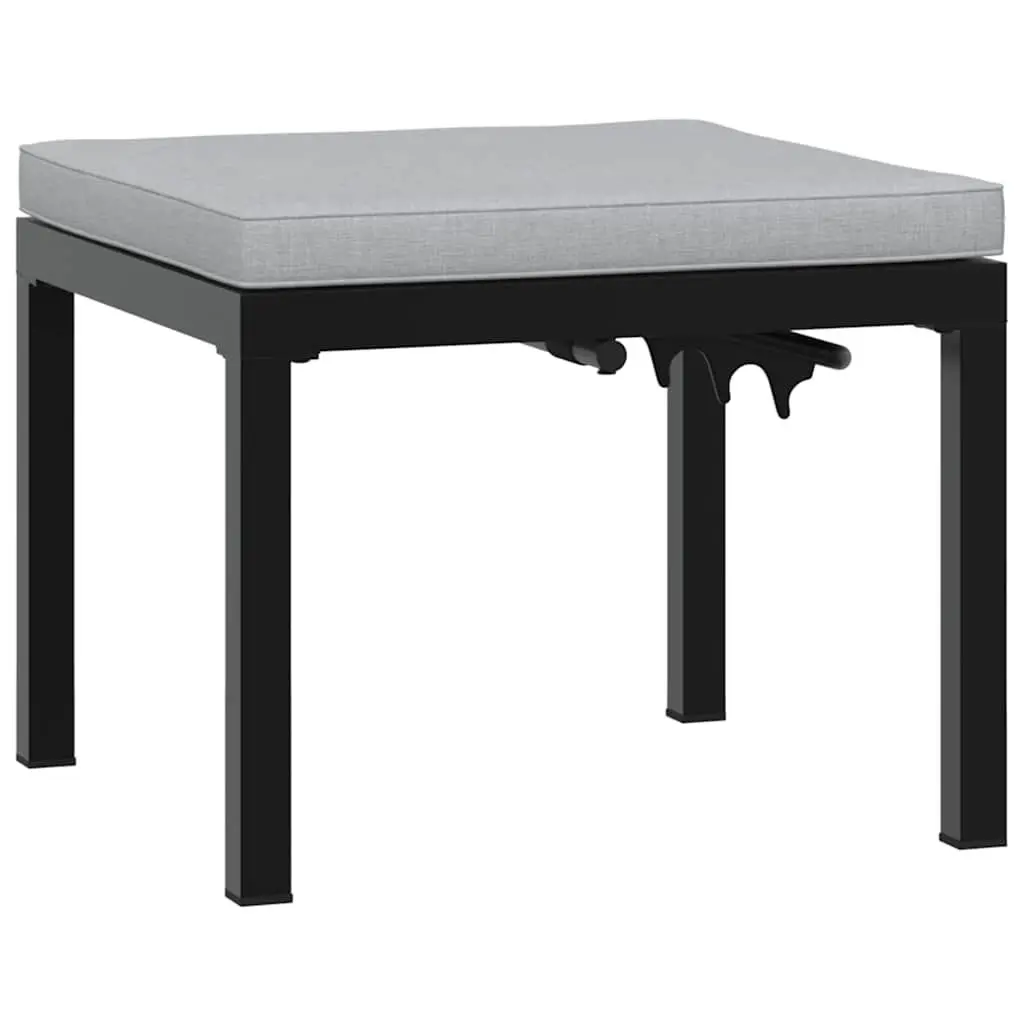 Outdoor Garden Stool Black Steel Frame Padded Cushion Seat Relaxation Furniture