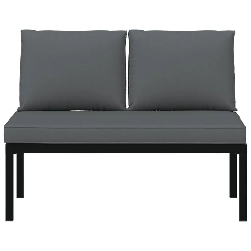 Garden Bench Black Aluminium Outdoor Seating with Cushions