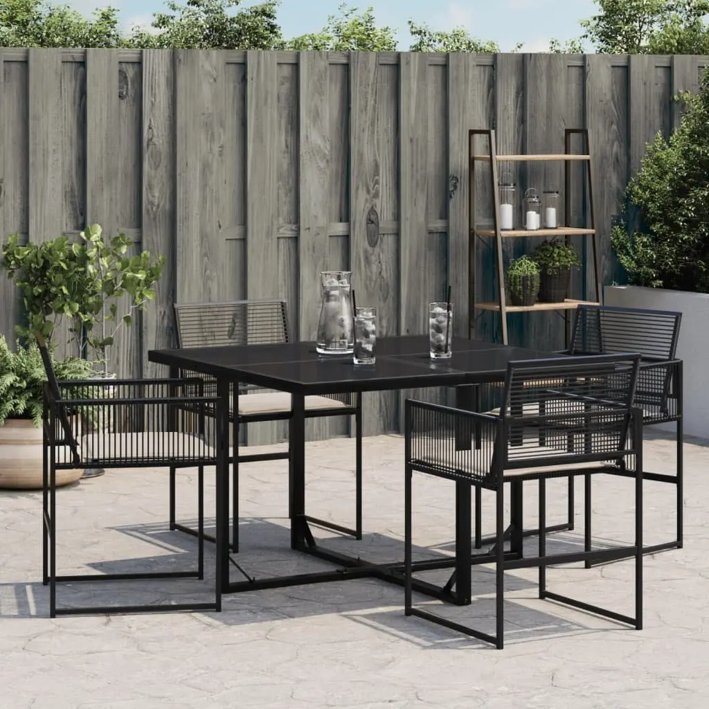 Outdoor Chairs Set Black 4 Piece Poly Rattan Garden Seating with Cushions