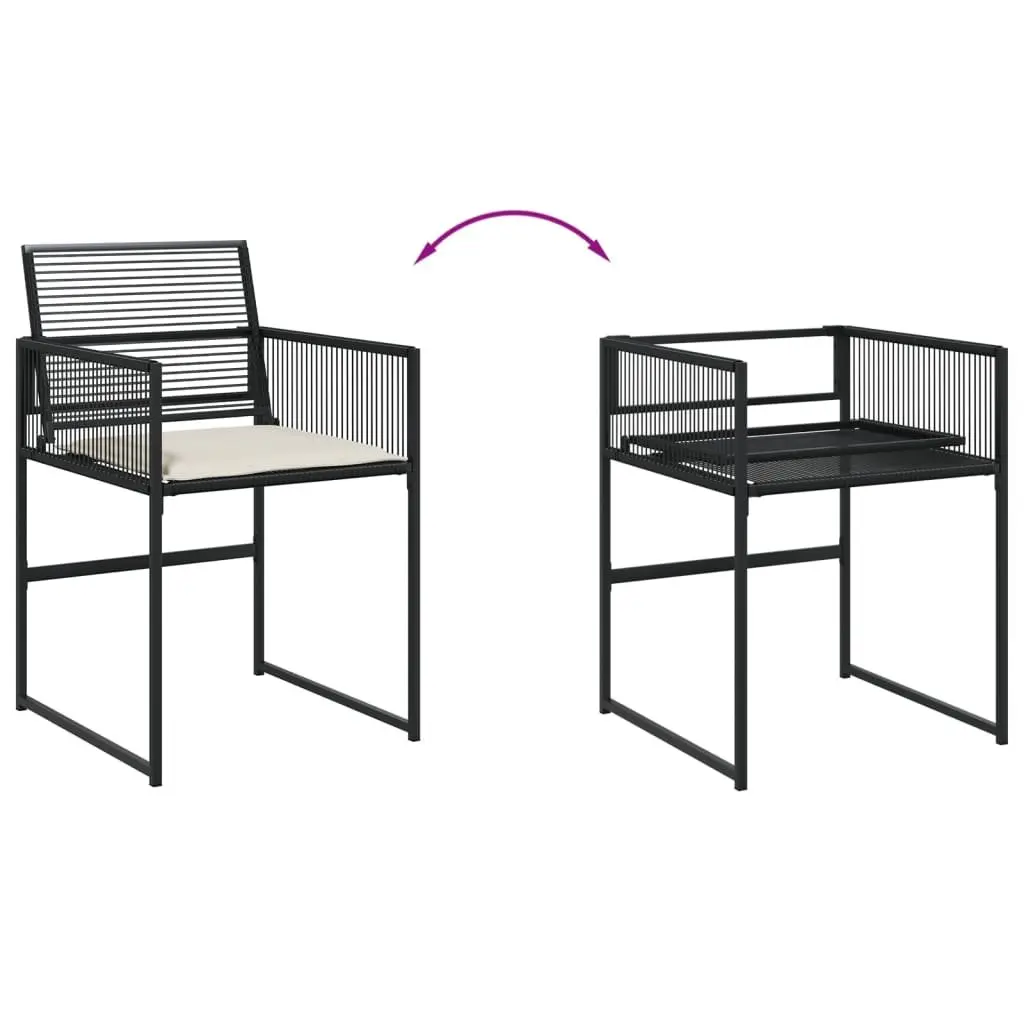 Outdoor Chairs Set Black 4 Piece Poly Rattan Garden Seating with Cushions