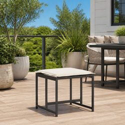 Garden Stools 4 Pieces Black Outdoor Foot Rests with Removable Cushions Seating