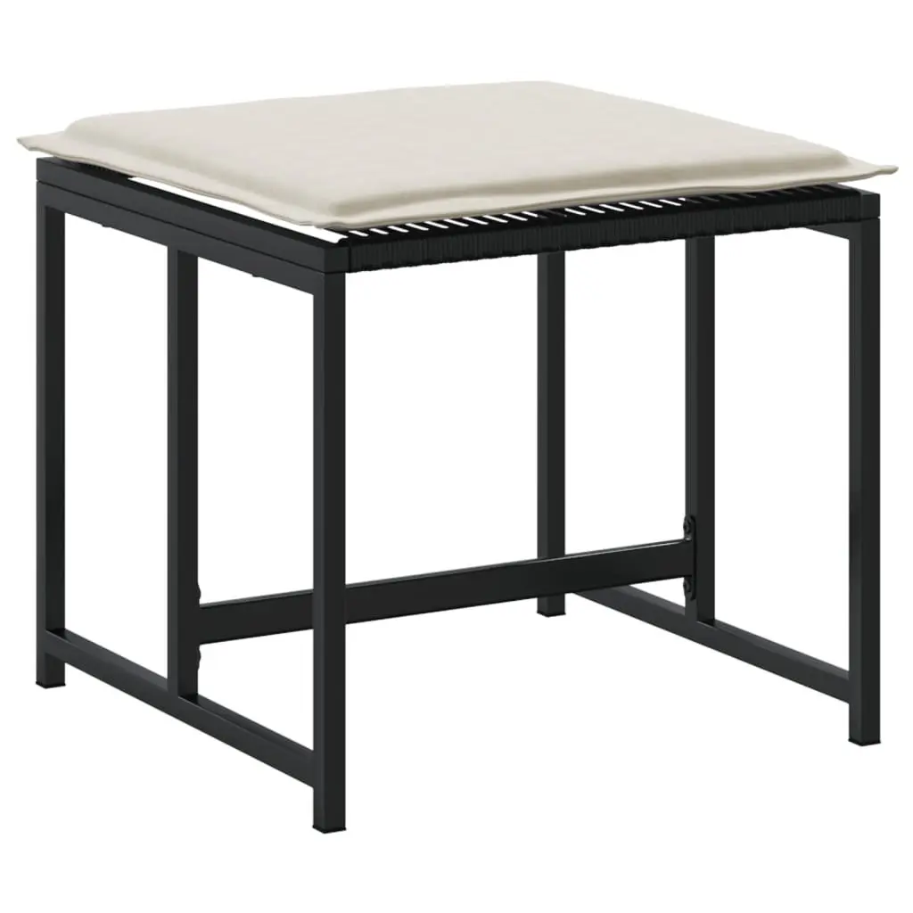 Garden Stools Black 4 Pieces Outdoor Foot Rests Removable Cushions
