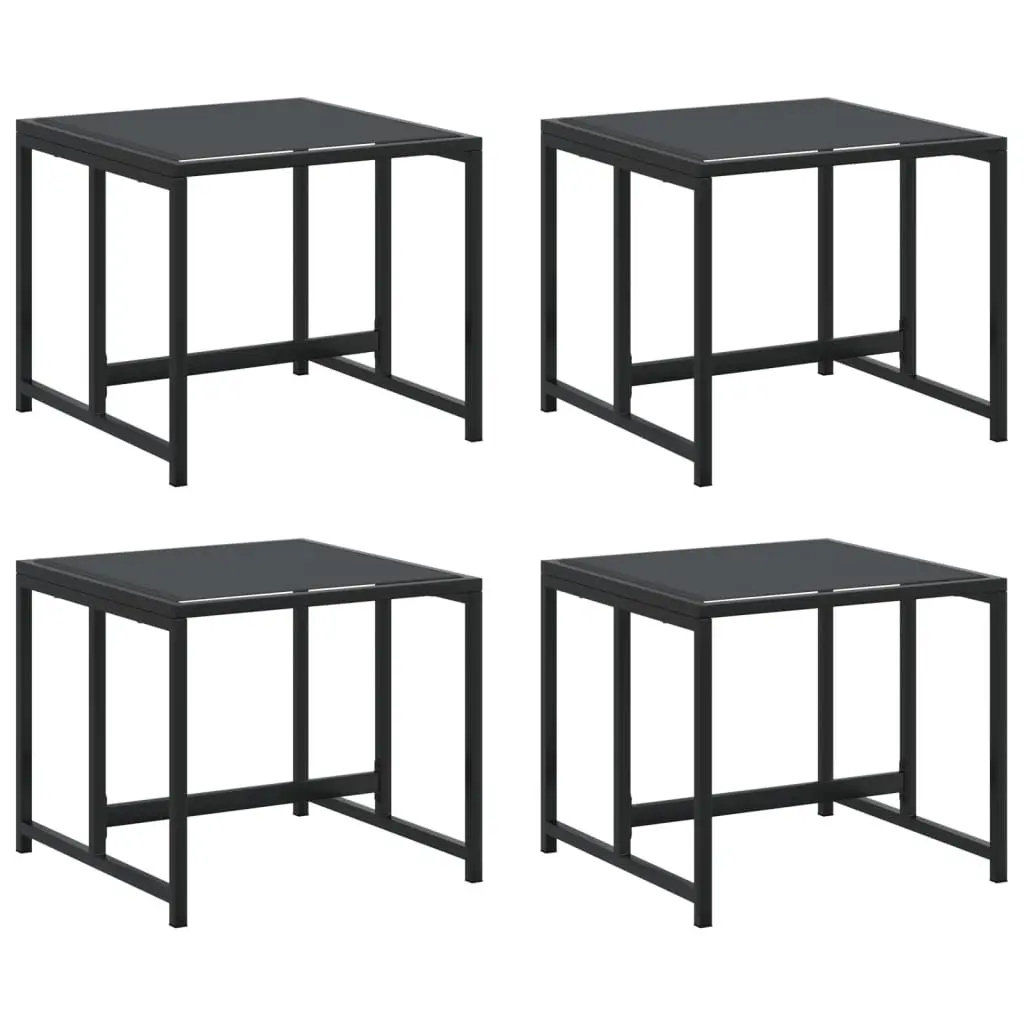 Garden Stools Black 4 Piece Steel Textilene Footrest Patio Lounge