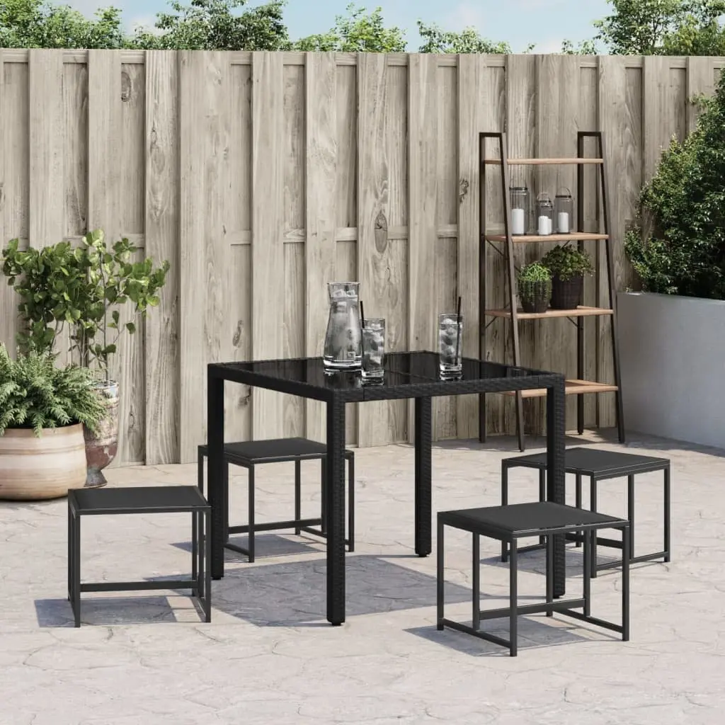 Garden Stools Black 4 Piece Steel Textilene Footrest Patio Lounge