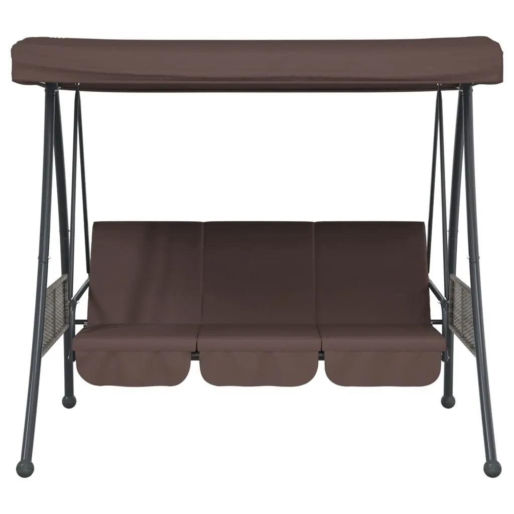 Garden Swing Bench Brown Adjustable Canopy 2-in-1 Lounger Outdoor Patio Seating