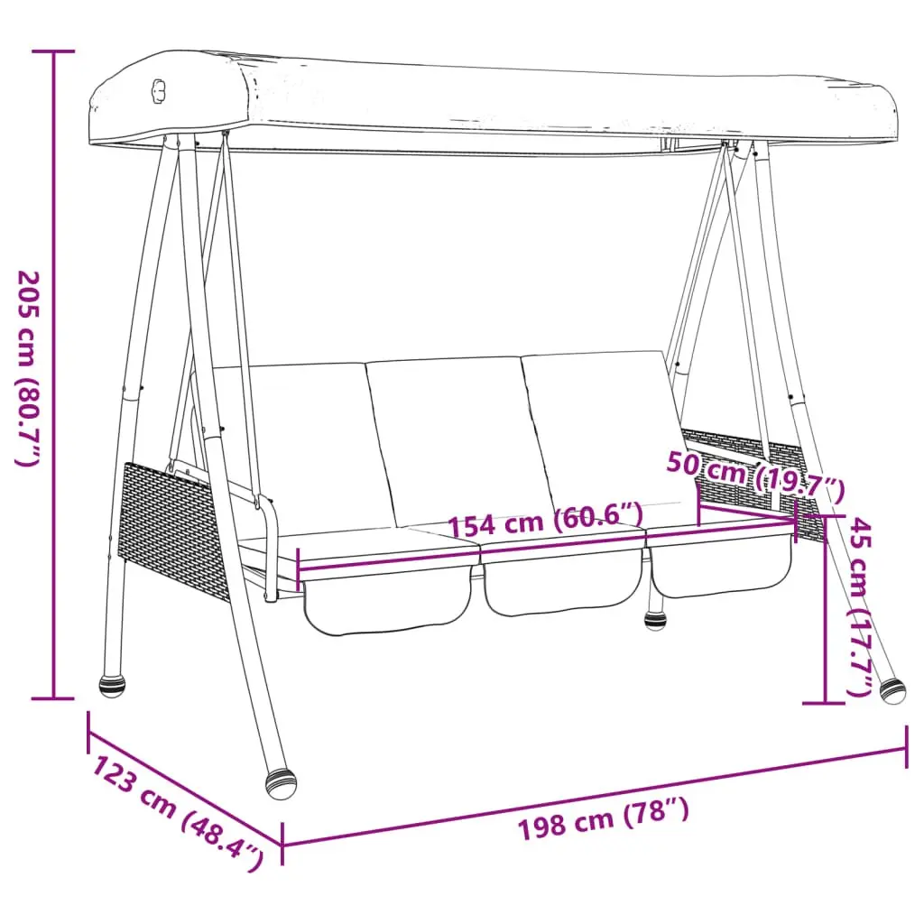 Garden Swing Bench 2-in-1 Adjustable Canopy Outdoor Porch Chair Lounge Seating