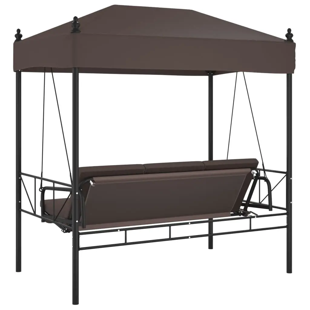 Garden Swing Bench Brown 2-in-1 Outdoor Seating with Canopy