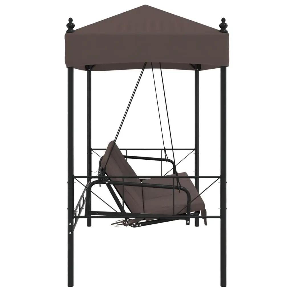 Garden Swing Bench Brown 2-in-1 Outdoor Seating with Canopy
