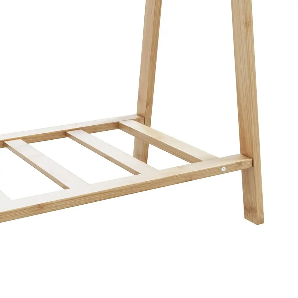 Bamboo Clothes Rack Brown Foldable Garment Organiser with Shelves