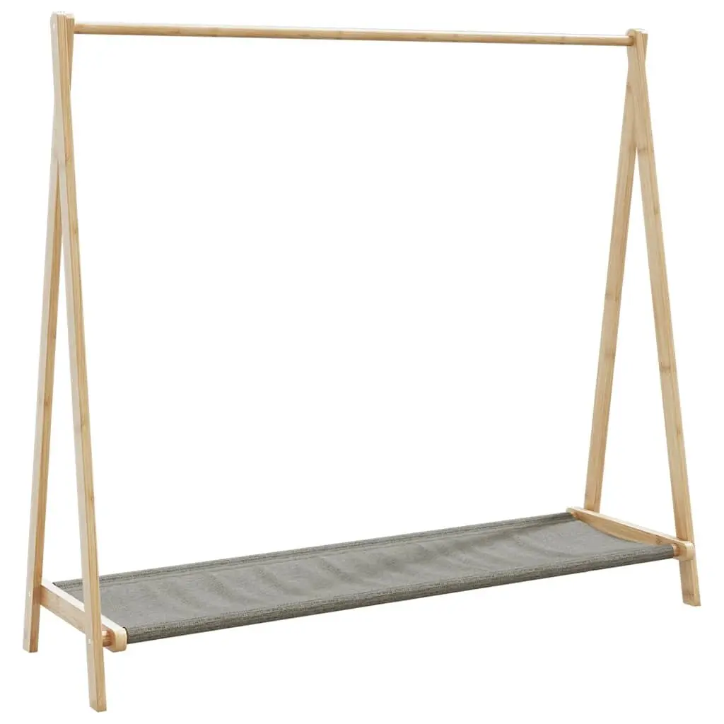 Bamboo Clothes Rack Brown Foldable Garment Organiser with Shelves