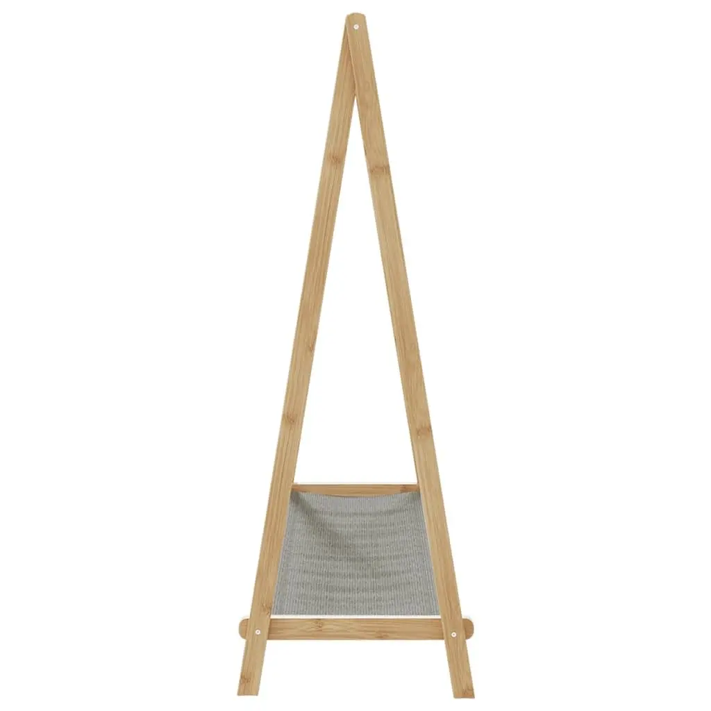Bamboo Clothes Rack Brown Foldable Garment Organiser with Shelves
