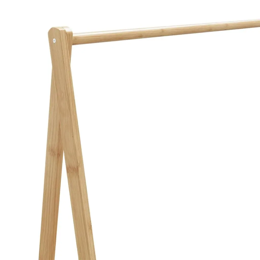 Bamboo Clothes Rack Brown Foldable Garment Organiser with Shelves