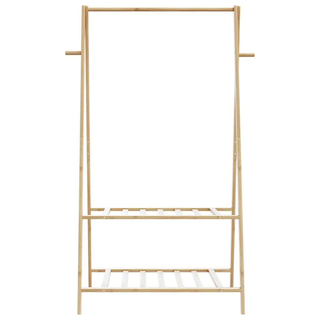 Bamboo Clothes Rack Brown Foldable Garment Organiser with Shelves and Hooks