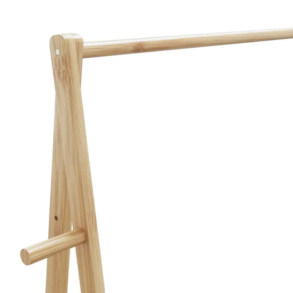 Clothes Rack Brown Bamboo 132x45.5x155.5cm Organiser with Shelves and Wheels