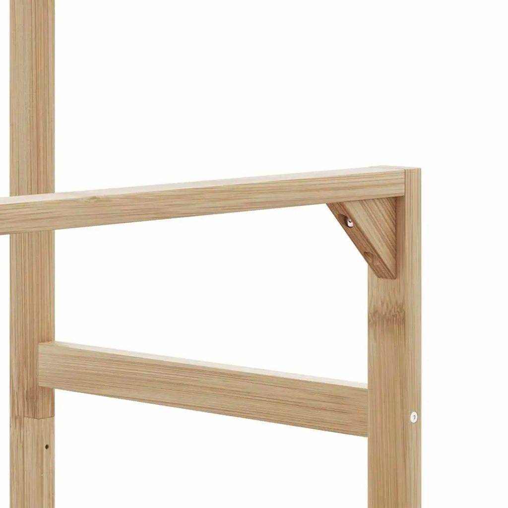 Bamboo Clothes Rack Brown 90x35x155cm Garment Storage with Shelves and Wheels