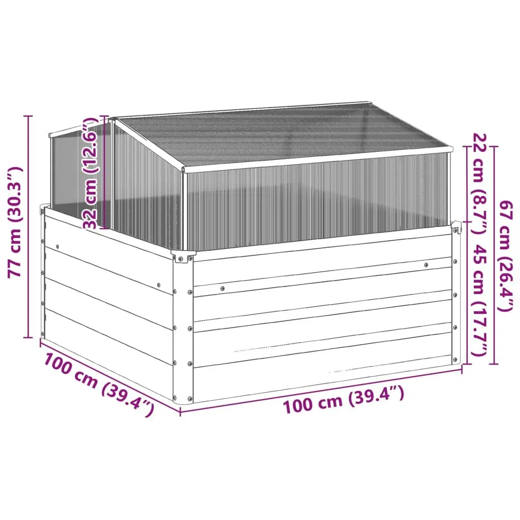 Garden Planter Brown Weathering Steel Raised Bed Box with Greenhouse Feature