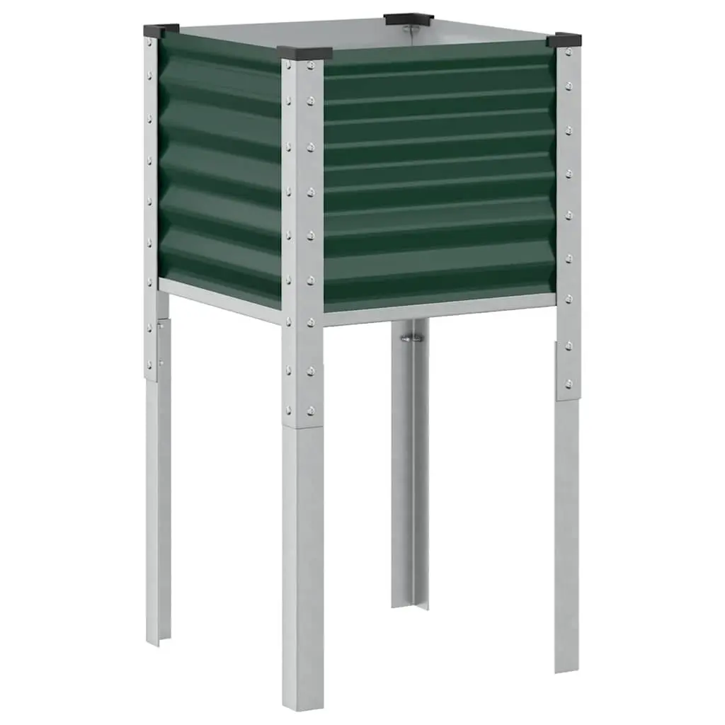 Garden Planter Box Green 45x45x88 cm Outdoor Flower Pot Stand Steel Raised Bed