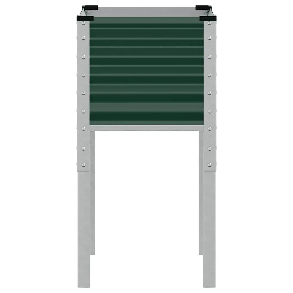 Garden Planter Box Green 45x45x88 cm Outdoor Flower Pot Stand Steel Raised Bed