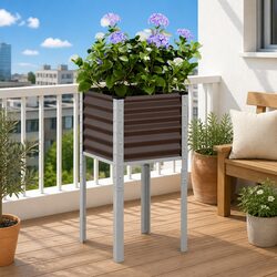 Compact Brown Steel Planter Box for Outdoor Use