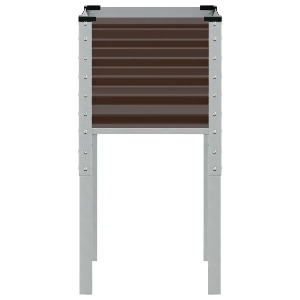 Garden Planter Box Brown Steel 45 x 45 x 88 cm Sturdy Weather Resistant Outdoor Patio Balcony Flower Pot Container