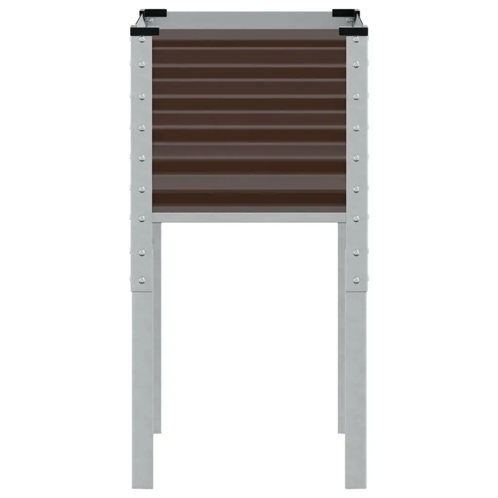 Garden Planter Box Brown Steel 45 x 45 x 88 cm Sturdy Weather Resistant Outdoor Patio Balcony Flower Pot Container