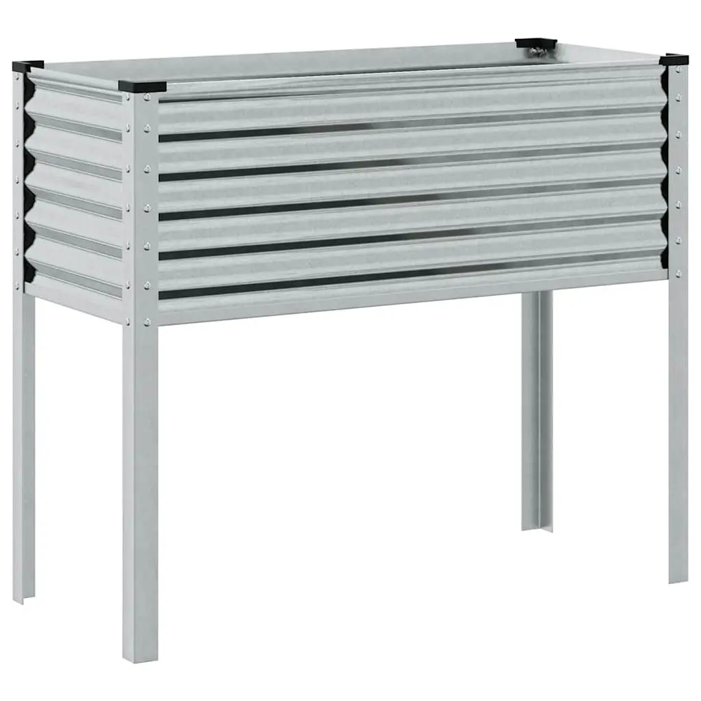 Garden Planter Box Silver 100x45x90cm Galvanised Steel Weather Resistant Outdoor Flowers