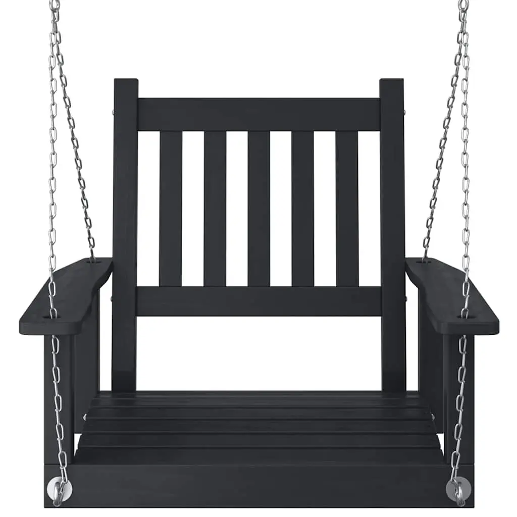 Garden Swing Chair Black Solid Wood Fir Ergonomic Backrest Wide Armrests