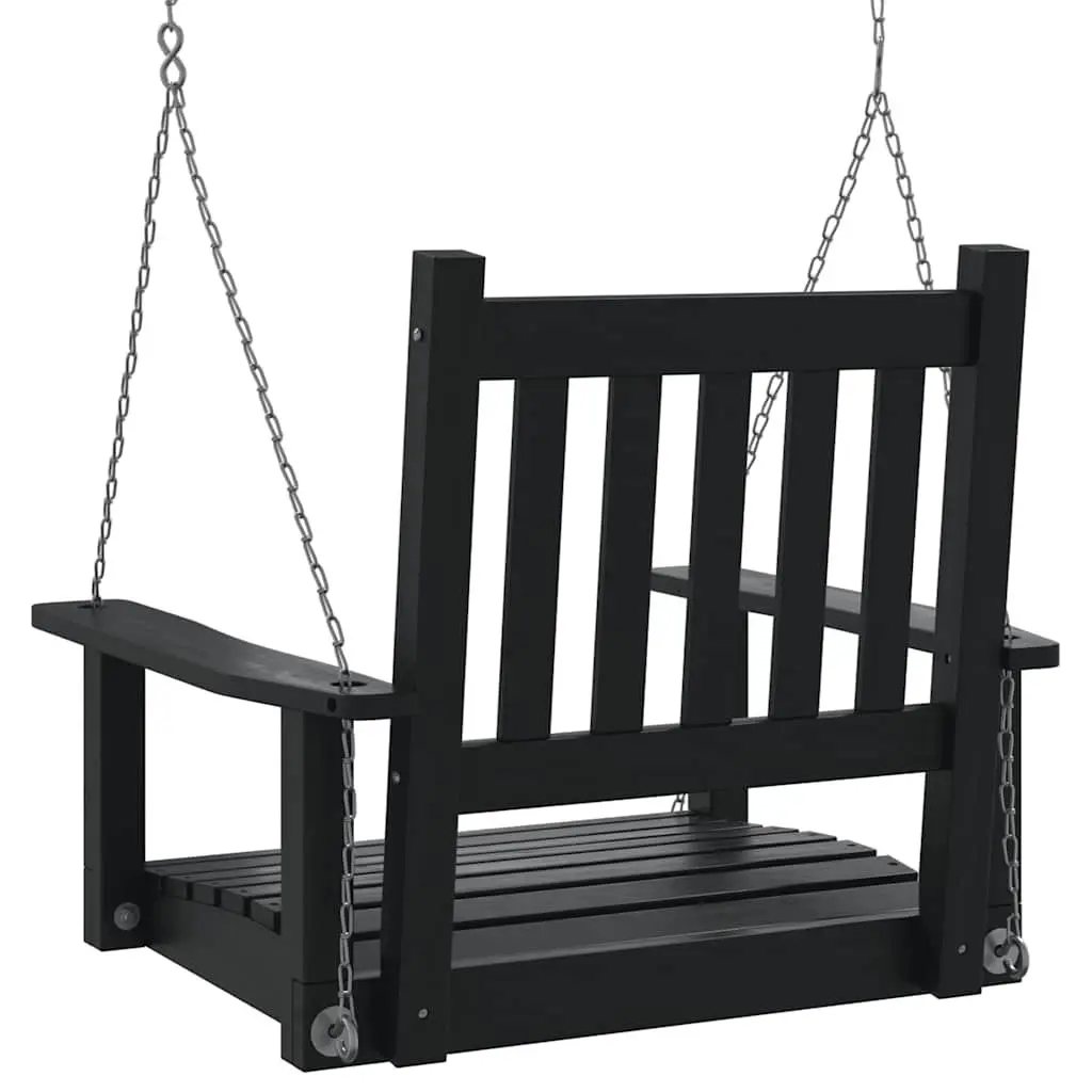 Garden Swing Chair Black Solid Wood Fir Ergonomic Backrest Wide Armrests