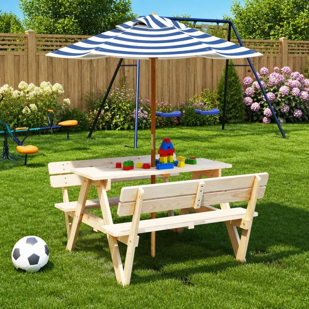 Kids Garden Umbrella Blue 120x140cm Portable Sunshade Canopy