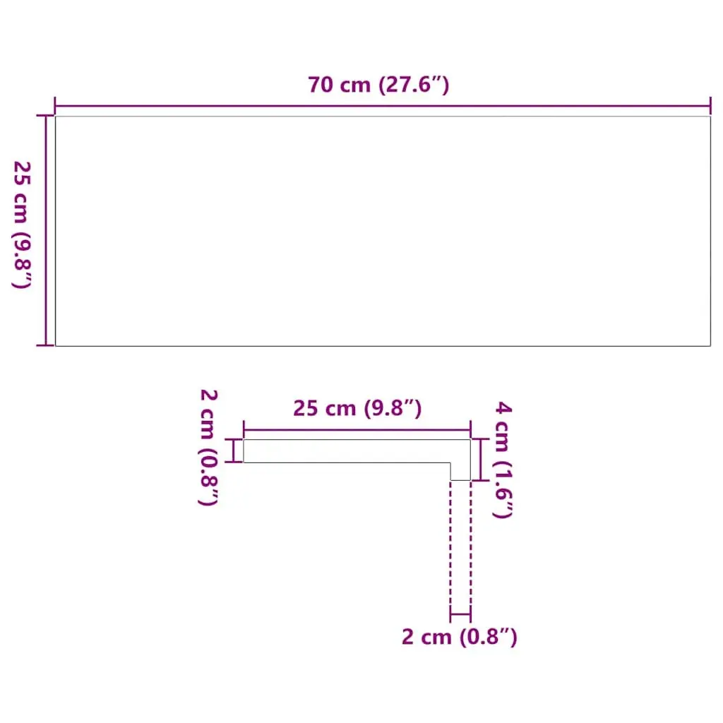 Window Sill Brown 70x25x2 cm Solid Oak Wood Untreated Natural Display Ledge Pair